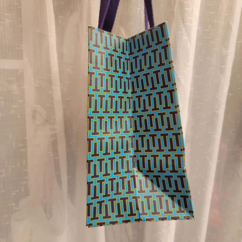 Tory Burch Shopping Bag Teal, Purple, & Neon Yellow Green